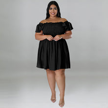 Load image into Gallery viewer, One Line Neck Short Sleeved Large Swing Dress (CL11758)
