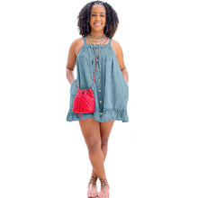 Load image into Gallery viewer, Solid Color Suspender Button Pocket Loose Washed-out Denim Dress (CL11787)
