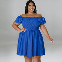 Load image into Gallery viewer, One Line Neck Short Sleeved Large Swing Dress (CL11758)
