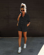 Load image into Gallery viewer, Polo Neck Short Sleeved Shorts Denim Jumpsuit (CL11826)
