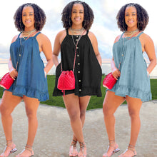 Load image into Gallery viewer, Solid Color Suspender Button Pocket Loose Washed-out Denim Dress (CL11787)
