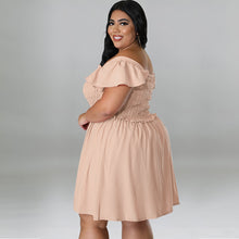 Load image into Gallery viewer, One Line Neck Short Sleeved Large Swing Dress (CL11758)
