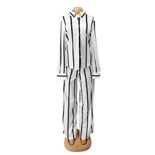 Load image into Gallery viewer, Printed Striped Shirt Outfit Two-Piece 2PC Set (CL11898)
