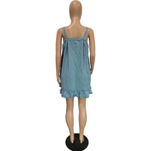 Load image into Gallery viewer, Solid Color Suspender Button Pocket Loose Washed-out Denim Dress (CL11787)
