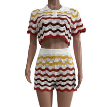 Load image into Gallery viewer, Striped Handmade Knit Casual Shorts Suit（CL11867）
