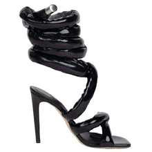 Load image into Gallery viewer, Cross Strap Ankle Ring Strip Winding Square Head Stiletto Sandals（SL8436）
