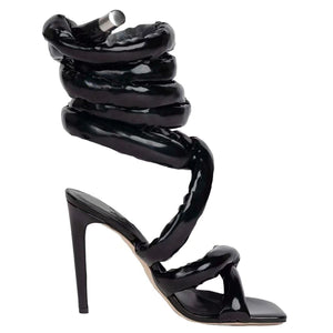 Cross Strap Ankle Ring Strip Winding Square Head Stiletto Sandals（SL8436）