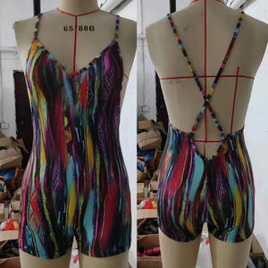 Abstract Printing Oblique Shoulder Jumpsuit(CL11813)