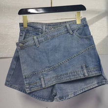 Load image into Gallery viewer, A- line High Waist Irregular Denim Skirt Shorts（CL11692）
