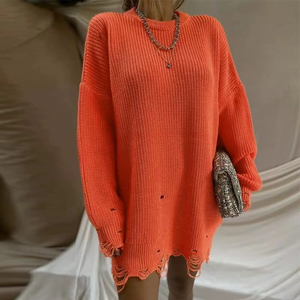 Wholesale round neck Pullover long sleeve sweater for women（CL9661）