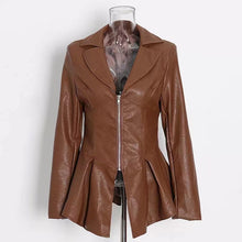 Load image into Gallery viewer, Wholesale Ruffle Trim motorcycle PU leather jacket（CL9456）
