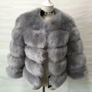 Wholesale round neck short imitation fox fur grass coat women's wear（CL9461）