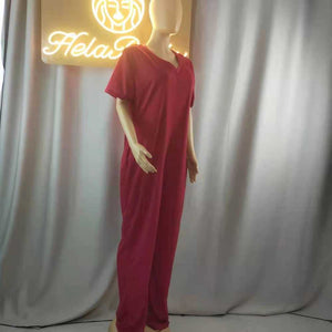 Wholesale solid back zipper Imitation cotton pocket jumpsuit（CL9138）