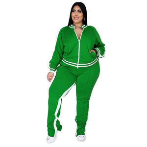 Wholesale women's plus size contrast color sports suit（CL8321）