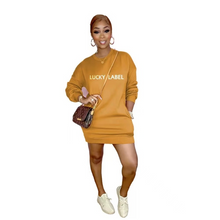 Load image into Gallery viewer, Wholesale long sleeve loose casual solid color letter sweater dress（CL9490）
