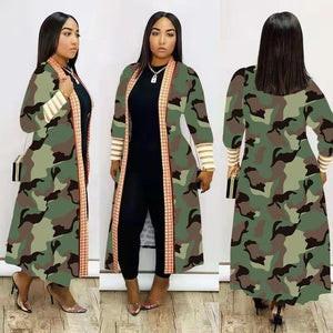 Printed Thickening Lip Leopard Print Nylon Long Coat（CL10981）