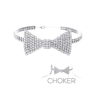 Full Diamond Bow Necklace Choker(A0172）