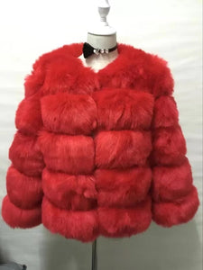 Wholesale round neck short imitation fox fur grass coat women's wear（CL9461）