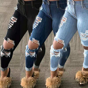 Wholesale women's ripped denim pants（CL8362）