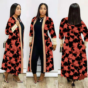 Printed Thickening Lip Leopard Print Nylon Long Coat（CL10981）