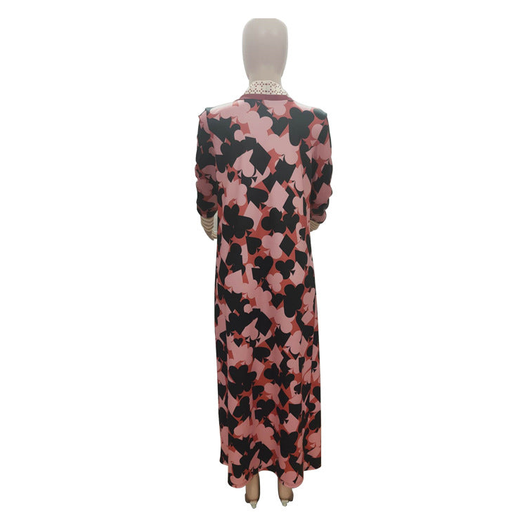 Printed Thickening Lip Leopard Print Nylon Long Coat（CL10981）