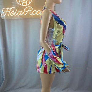 Wholesale women's color printing large size Jumpsuit(CL8953)