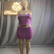 Load image into Gallery viewer, Wholesale colorful lattice suspender skirt suit（CL8872）
