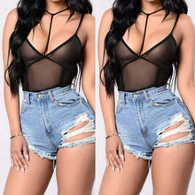 Load image into Gallery viewer, Wholesale women&#39;s black see-through bodysuit(CL9110)
