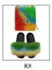 Mini jelly purse & fur slippers stitching color set (SE8014)
