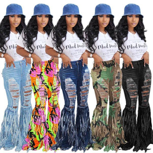Wholesale women's casual fringed jeans (CL8160)
