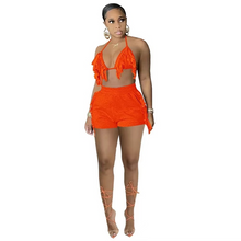 Load image into Gallery viewer, Wholesale two-piece set of pure tassel bandage sexy nightclub style shorts（CL8993）
