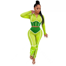 Load image into Gallery viewer, Wholesale fashion yoga clothes contrast color tight two-piece sports suit 2PC（CL9465）
