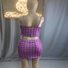 Load image into Gallery viewer, Wholesale colorful lattice suspender skirt suit（CL8872）
