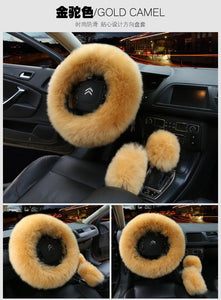Wholesale car steering wheel plush protective cover 3pc (A0032)