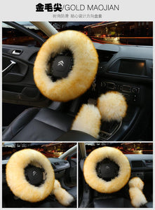 Wholesale car steering wheel plush protective cover 3pc (A0032)