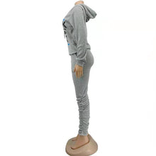 Load image into Gallery viewer, Wholesale women&#39;s hooded printed plus fleece sweater suit 2PC(CL8490)

