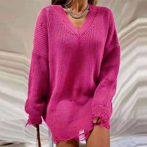 Wholesale round neck Pullover long sleeve sweater for women（CL9661）