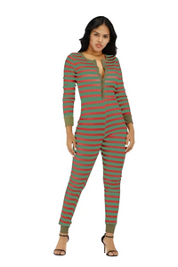 Wholesale fashion casual stripe printed embroidered Christmas Jumpsuit（CL9644）