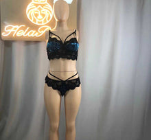 Load image into Gallery viewer, Wholesale lace perspective alluring velvet sexy underwear set 2PC（CL8875）
