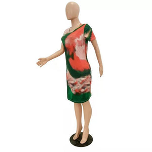 Wholesale women's fashion tie-dye printed dress S-5XL(CL8718)