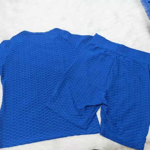 Wholesale women's solid color yoga short suit 2PC(CL8641)