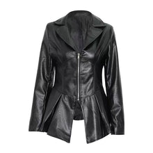 Load image into Gallery viewer, Wholesale Ruffle Trim motorcycle PU leather jacket（CL9456）
