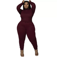 Load image into Gallery viewer, Wholesale solid color large long sleeve leisure suit 2PC（CL9478）
