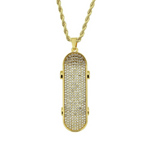 Load image into Gallery viewer, Wholesale diamond inlaid three-dimensional skateboard pendant trendsetter fashion accessories men&#39;s Necklace（A0122）
