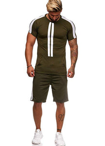 Wholesale men's sports striped two-piece suit 2PC(ML8052)