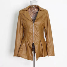 Load image into Gallery viewer, Wholesale Ruffle Trim motorcycle PU leather jacket（CL9456）
