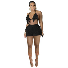 Load image into Gallery viewer, Wholesale two-piece set of pure tassel bandage sexy nightclub style shorts（CL8993）
