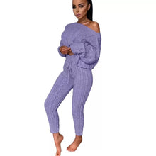 Load image into Gallery viewer, Wholesale round neck woolen trousers long sleeve suit sweater 2PC（CL9428）
