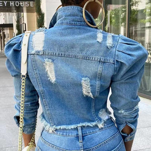 Wholesale medium and long denim jacket for women（CL9342）