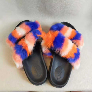 Wholesale women's faux fur slippers （SL8117)